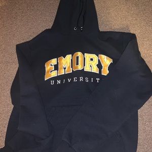 Emory University Champion Hoodie Navy Blue Size: S